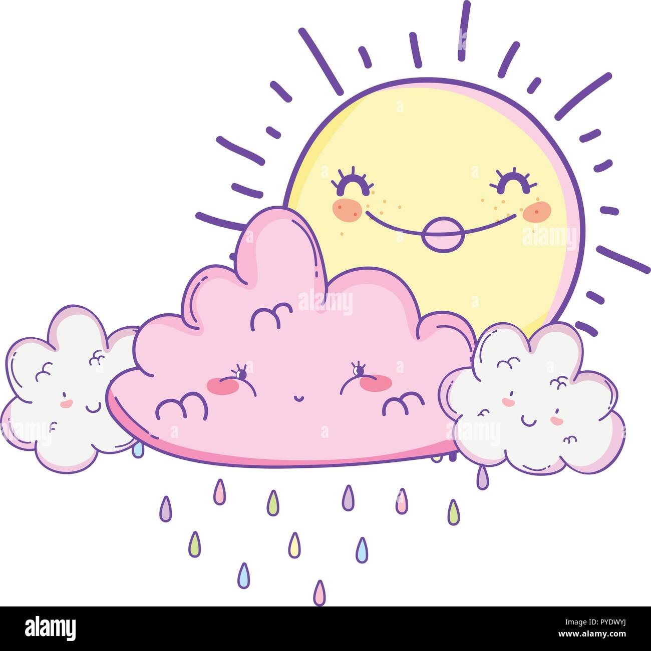 Sun and clouds cartoons Stock Vector