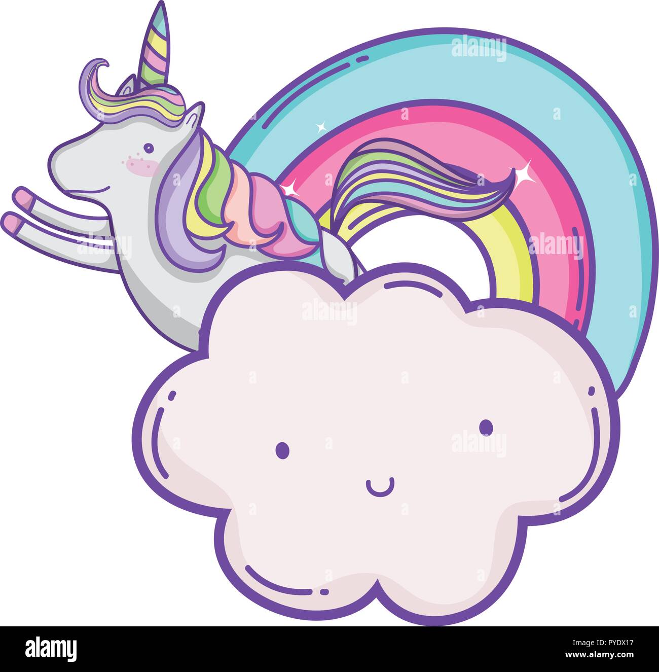 Unicorn on clouds cute cartoons Stock Vector Image & Art - Alamy