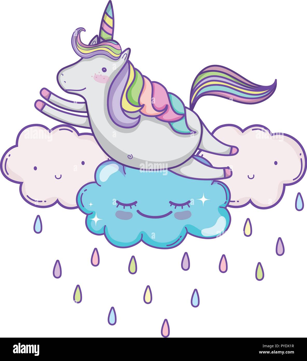 Unicorn on clouds cute cartoons Stock Vector Image & Art - Alamy