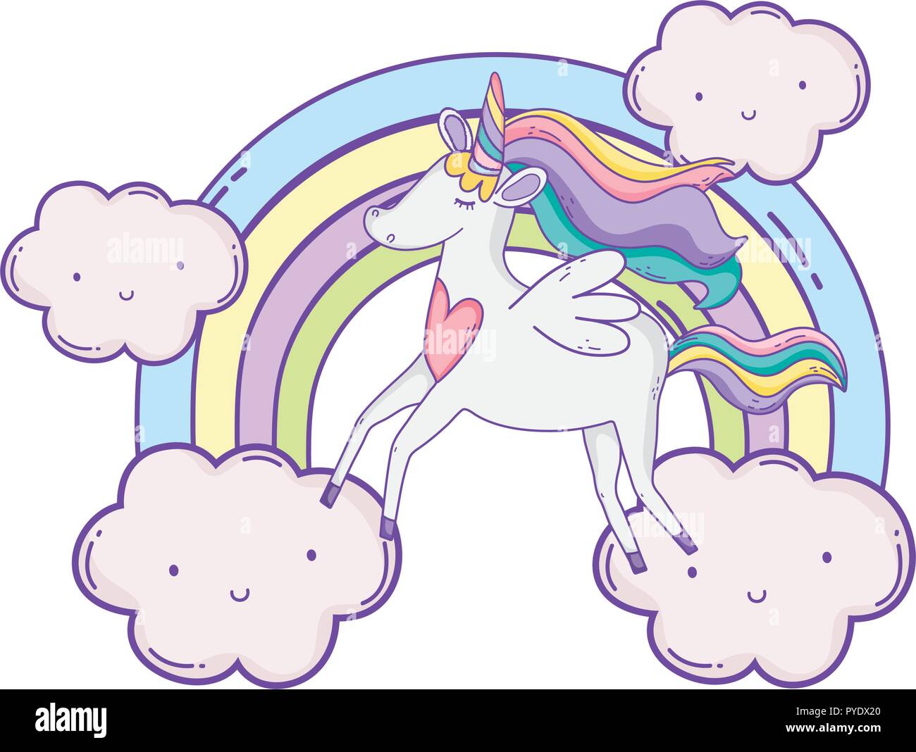 Unicorn on clouds cute cartoons Stock Vector Image & Art - Alamy