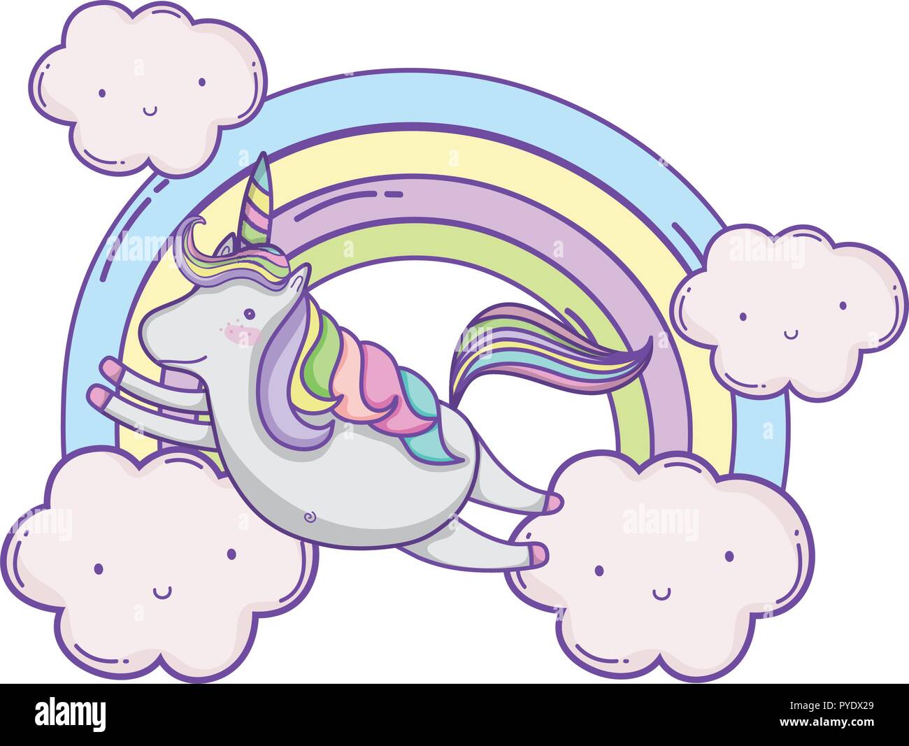 Unicorn on clouds cute cartoons Stock Vector Image & Art - Alamy