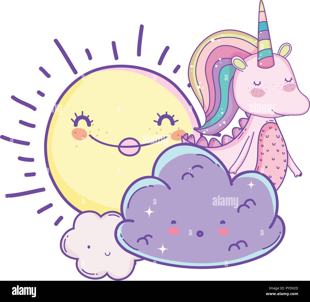 Unicorn on clouds cute cartoons Stock Vector Image & Art - Alamy