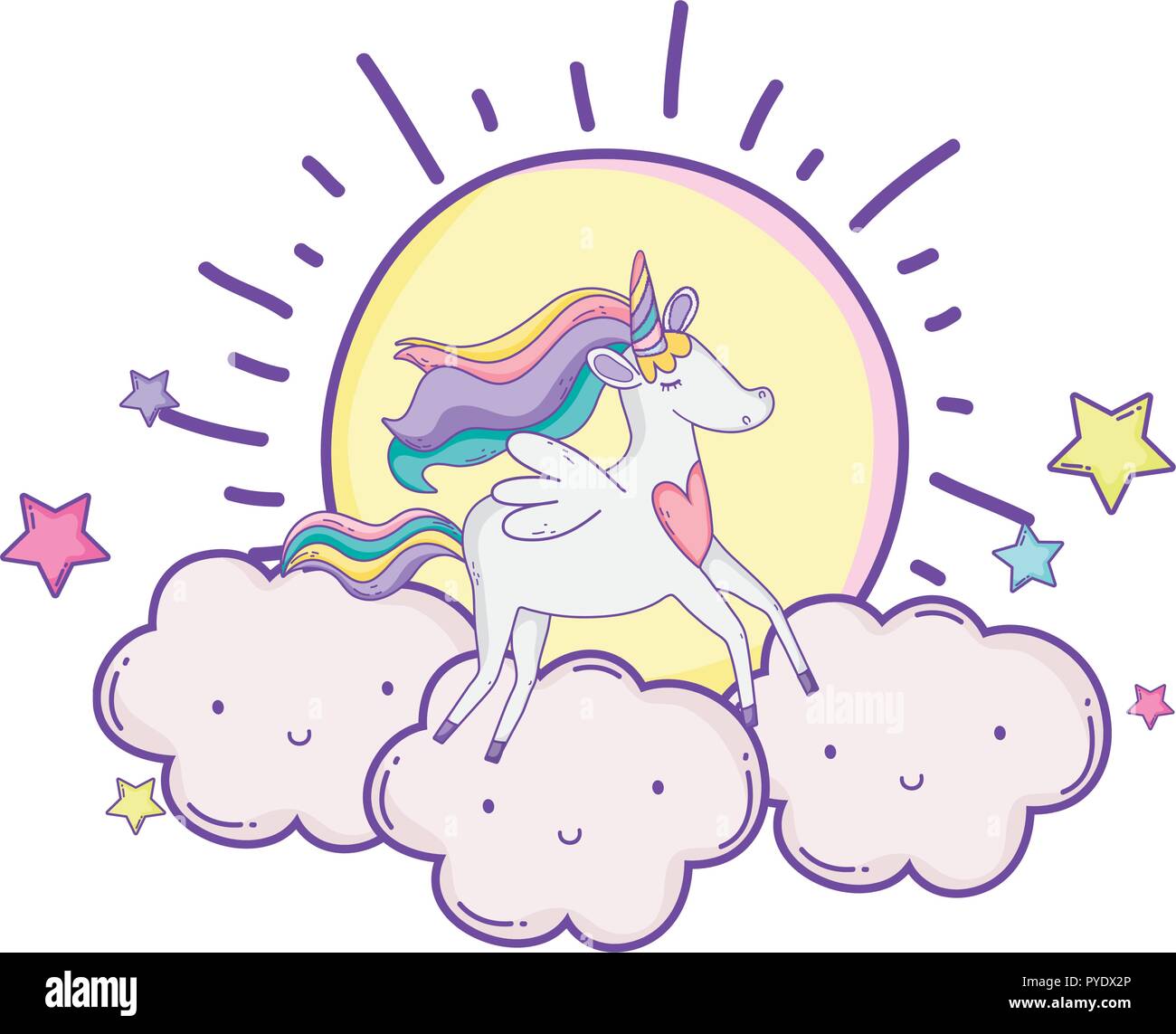 Unicorn on clouds cute cartoons Stock Vector Image & Art - Alamy