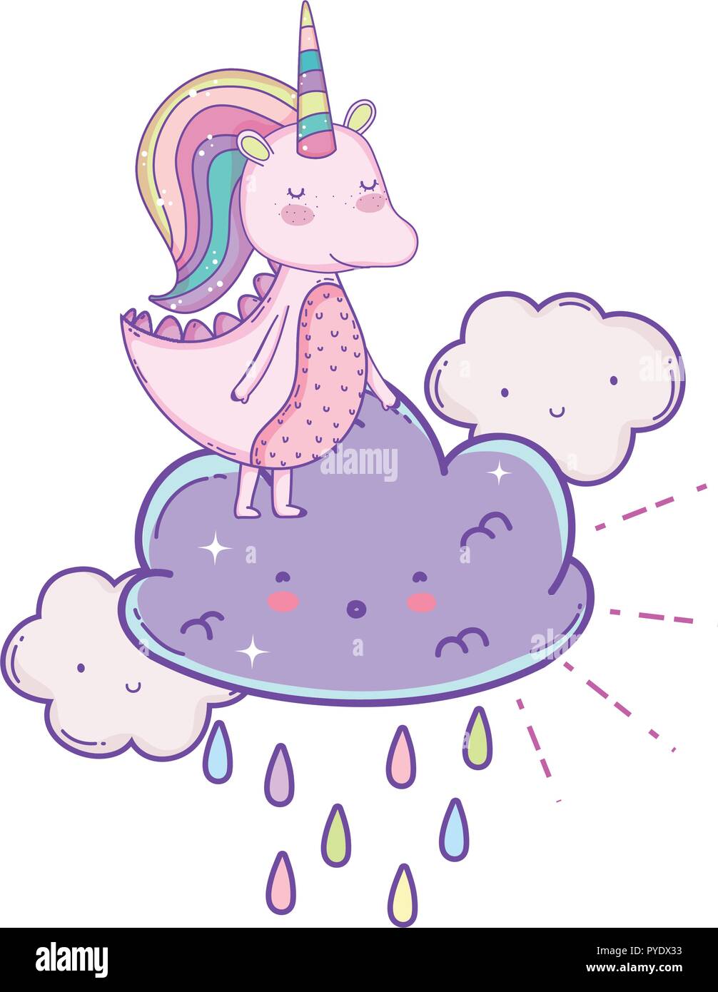 Unicorn on clouds cute cartoons Stock Vector Image & Art - Alamy
