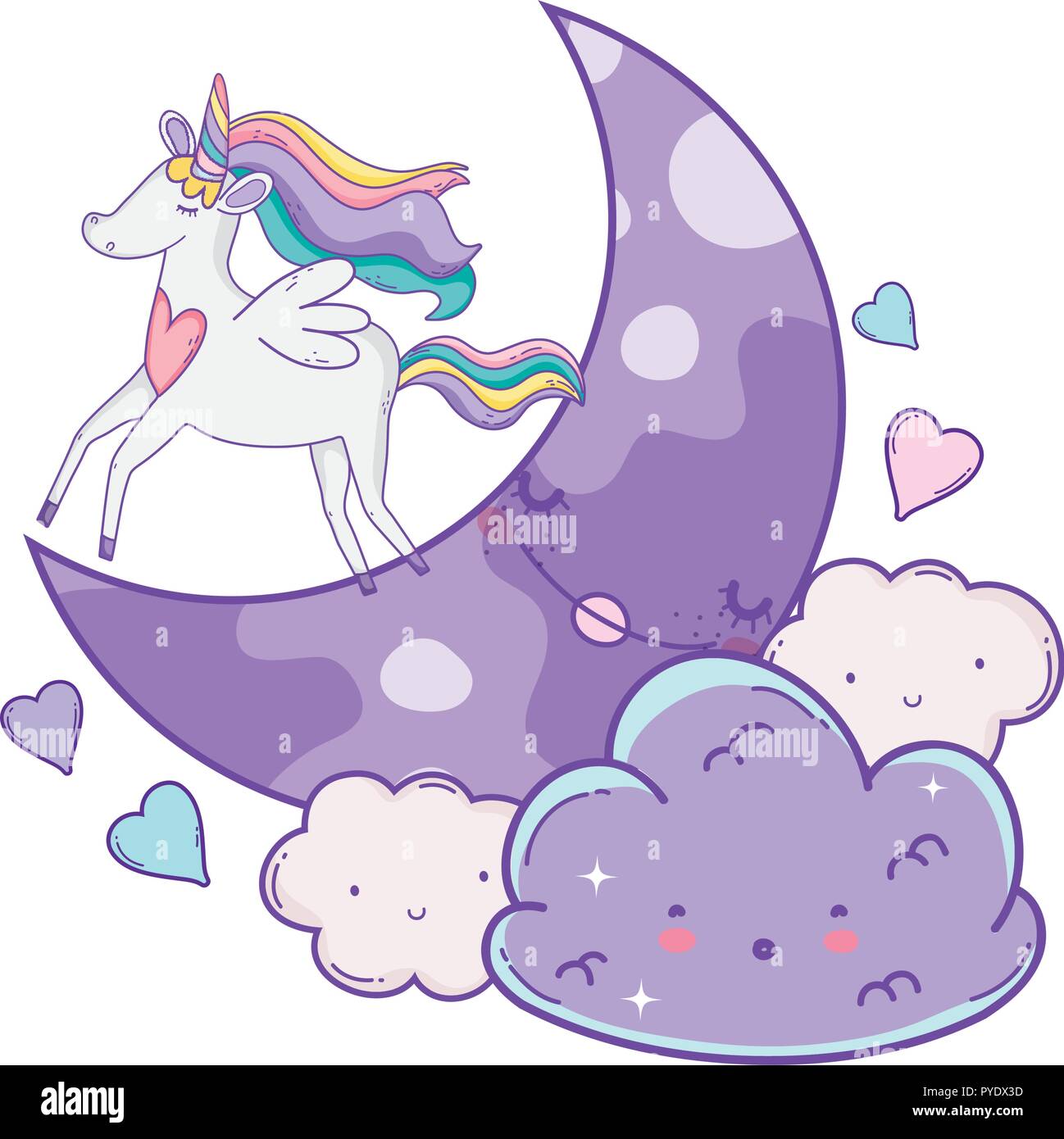 Unicorn on clouds cute cartoons Stock Vector Image & Art - Alamy