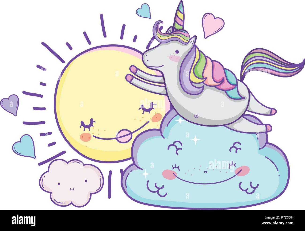 Unicorn on clouds cute cartoons Stock Vector Image & Art - Alamy