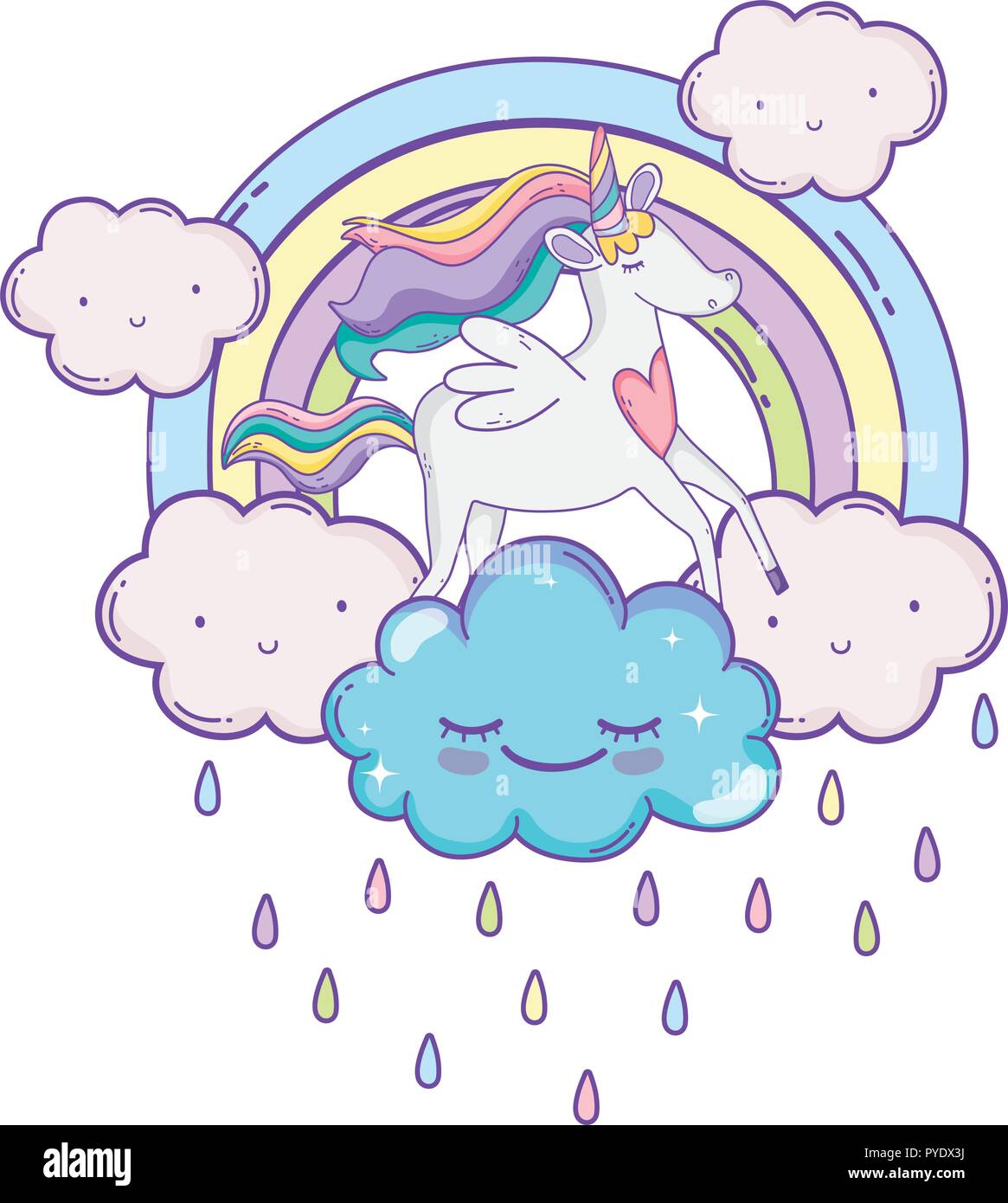 Unicorn on clouds cute cartoons Stock Vector Image & Art - Alamy