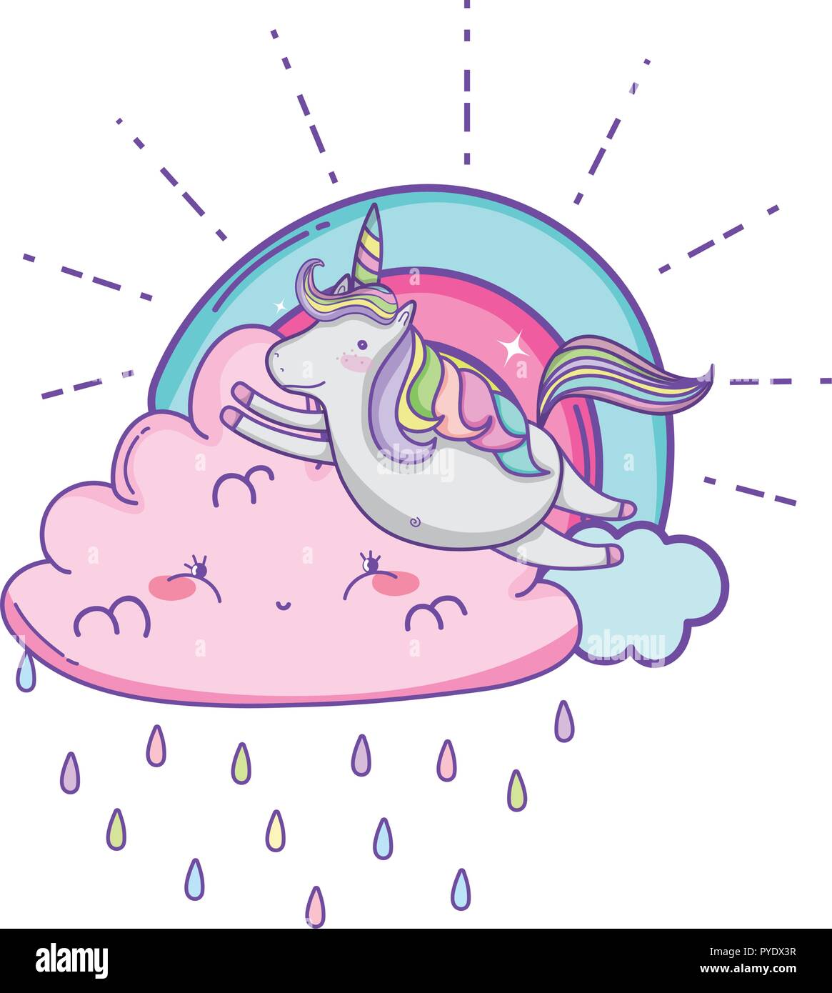 Unicorn on clouds cute cartoons Stock Vector Image & Art - Alamy