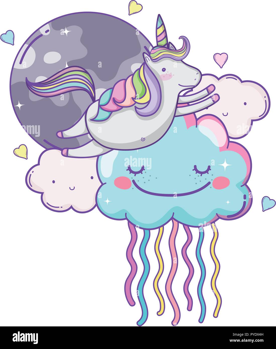 Unicorn on clouds cute cartoons Stock Vector Image & Art - Alamy