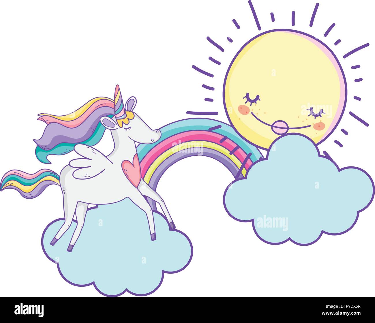 Unicorn on clouds cute cartoons Stock Vector Image & Art - Alamy