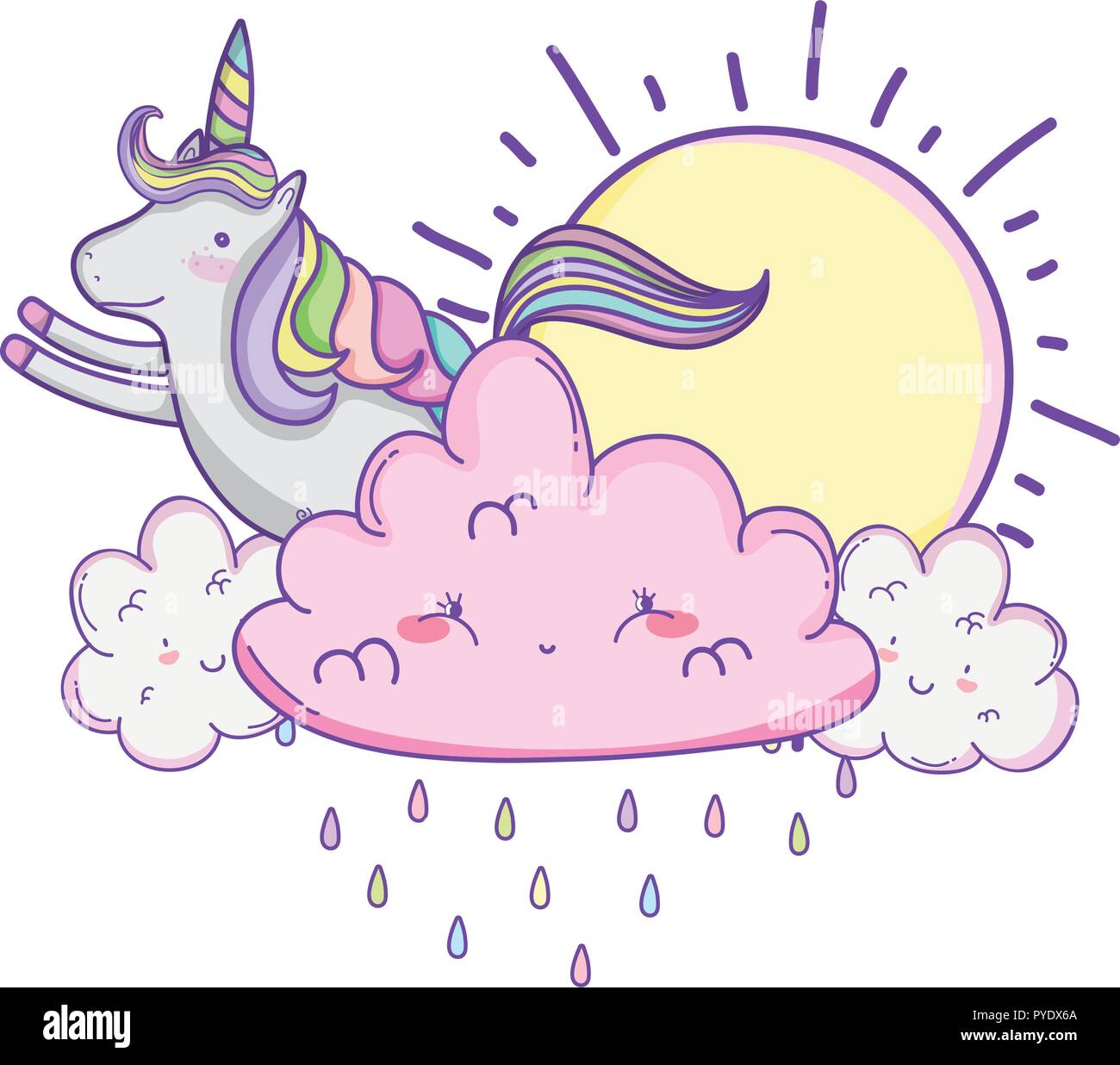 Unicorn on clouds cute cartoons Stock Vector Image & Art - Alamy