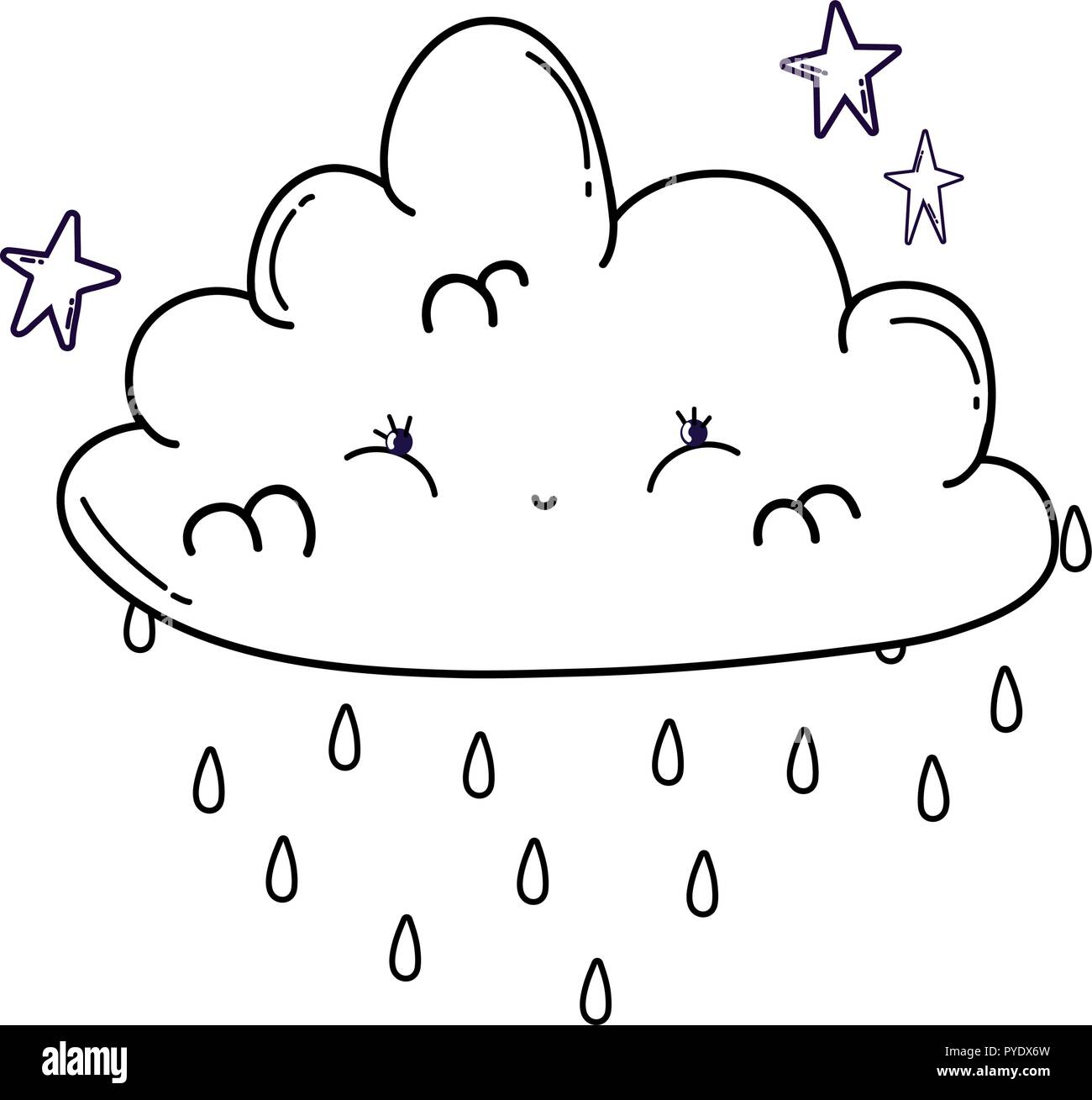 Cute cloud cartoon in black and white Stock Vector Image & Art - Alamy