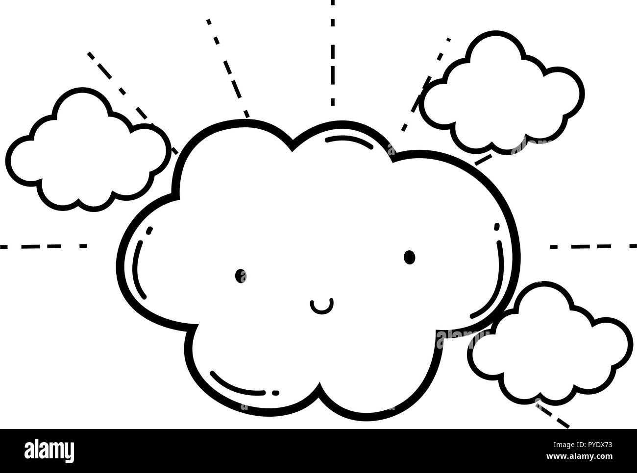 Cute cloud cartoon in black and white Stock Vector Image & Art - Alamy