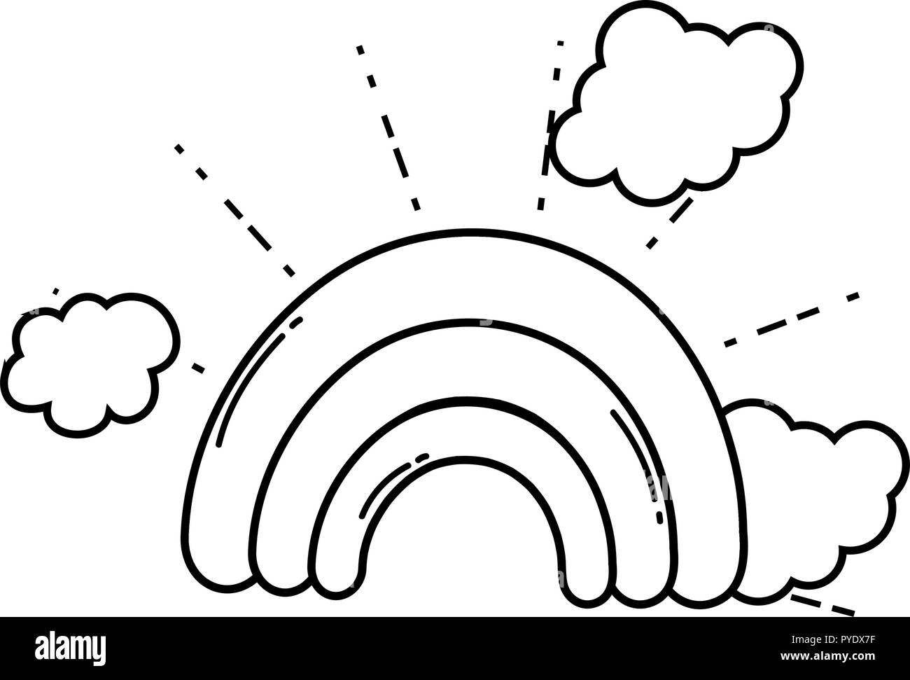 rainbow clipart for kids black and white