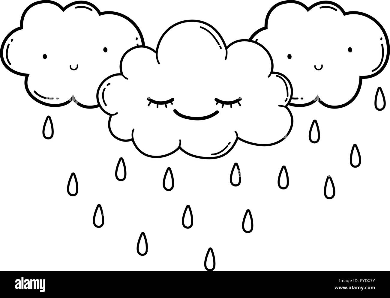 Cute cloud cartoon in black and white Stock Vector Image & Art - Alamy