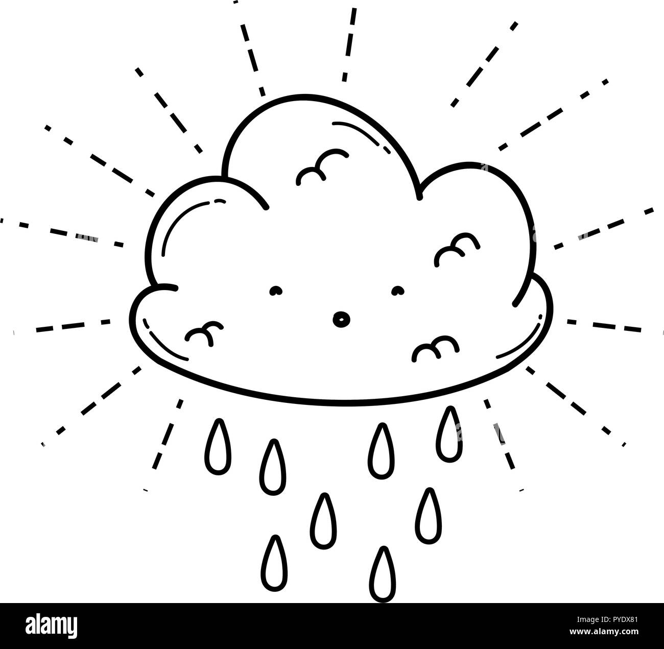 Cute cloud cartoon in black and white Stock Vector