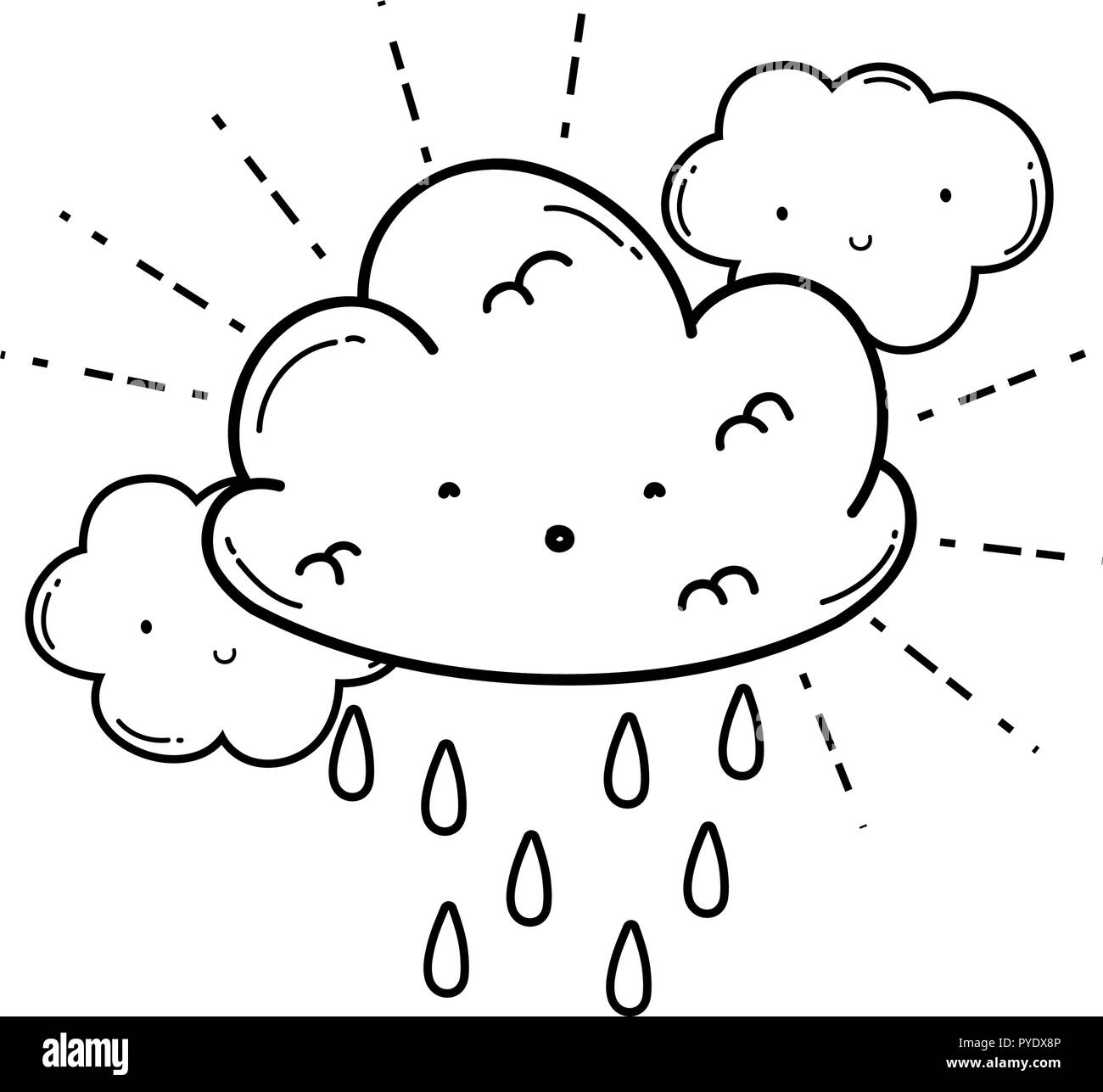 Cute cloud cartoon in black and white Stock Vector Image & Art - Alamy