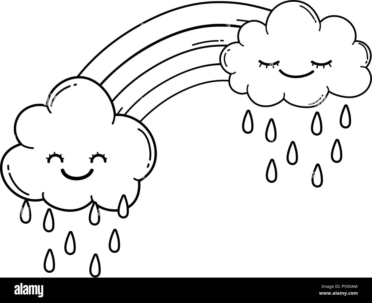 clouds and rainbow cartoon in black and white Stock Vector Image & Art -  Alamy
