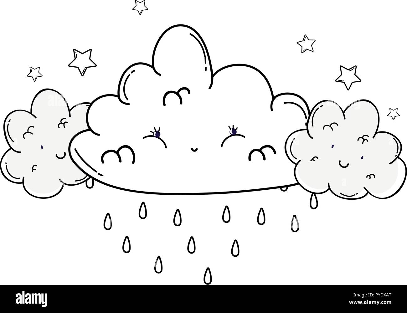 Cute cloud cartoon in black and white Stock Vector Image & Art - Alamy