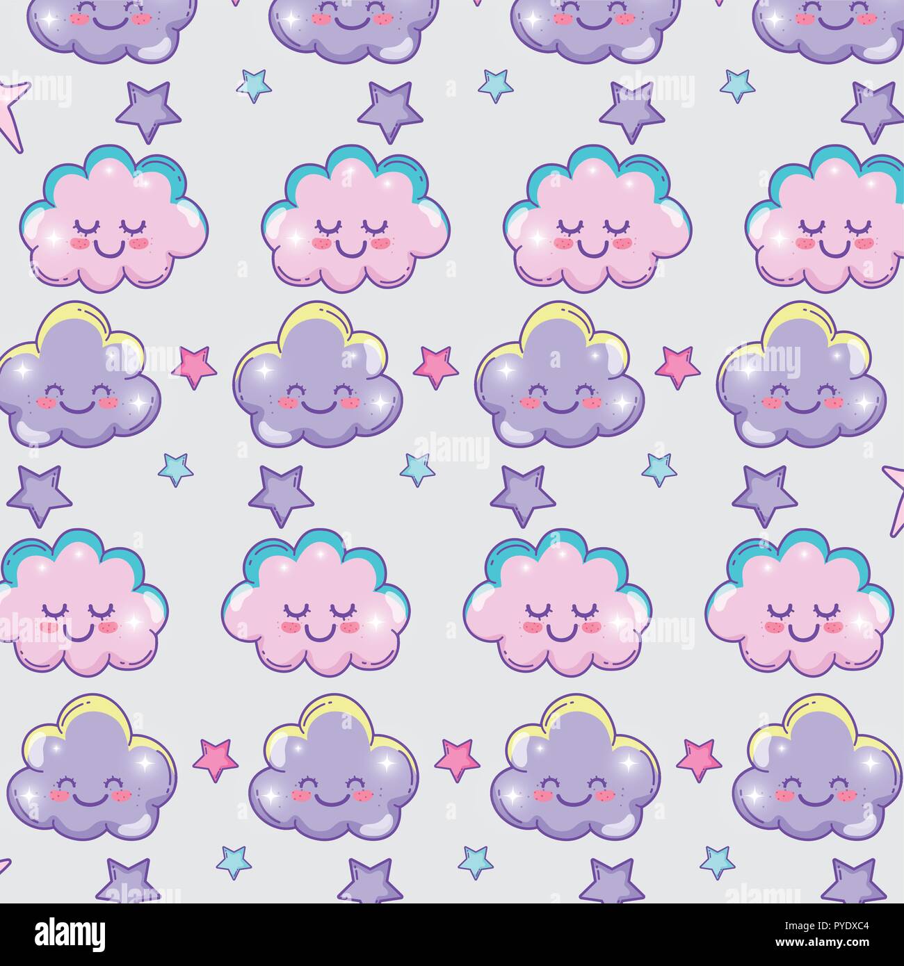 happy fluffy cloud with stars background Stock Vector Image & Art - Alamy