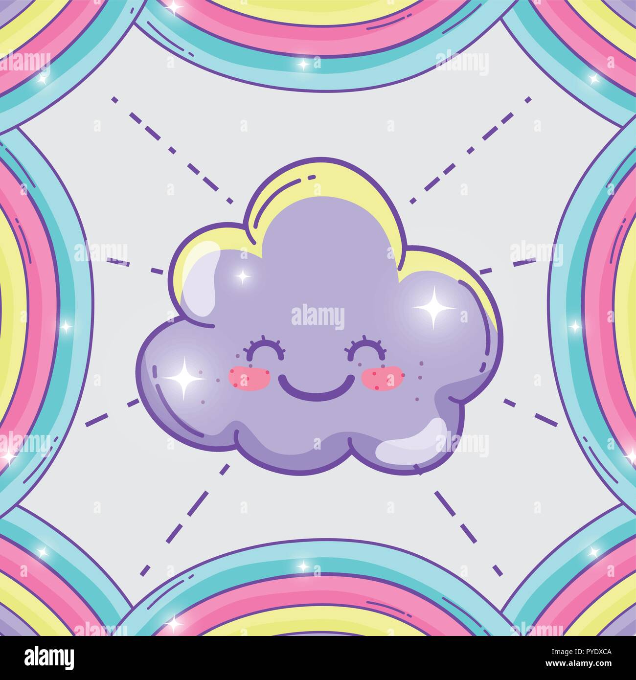 happy fluffy clouds and cute rainbow Stock Vector Image & Art - Alamy