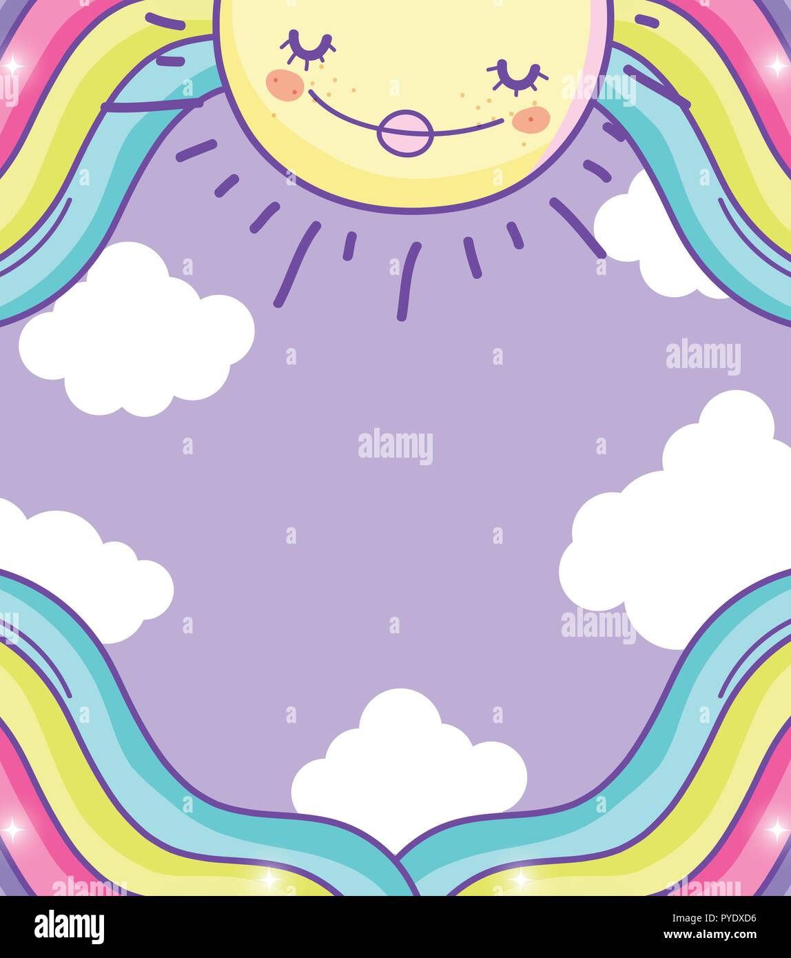 happy sun with beauty rainbow and clouds Stock Vector Image & Art - Alamy