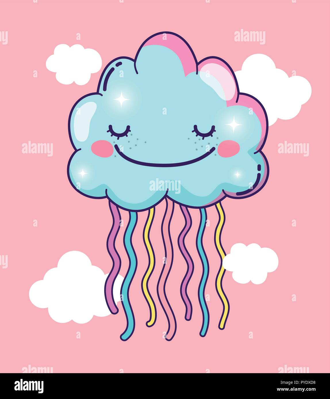 happy fluffy clouds with beauty rainbow Stock Vector Image & Art - Alamy