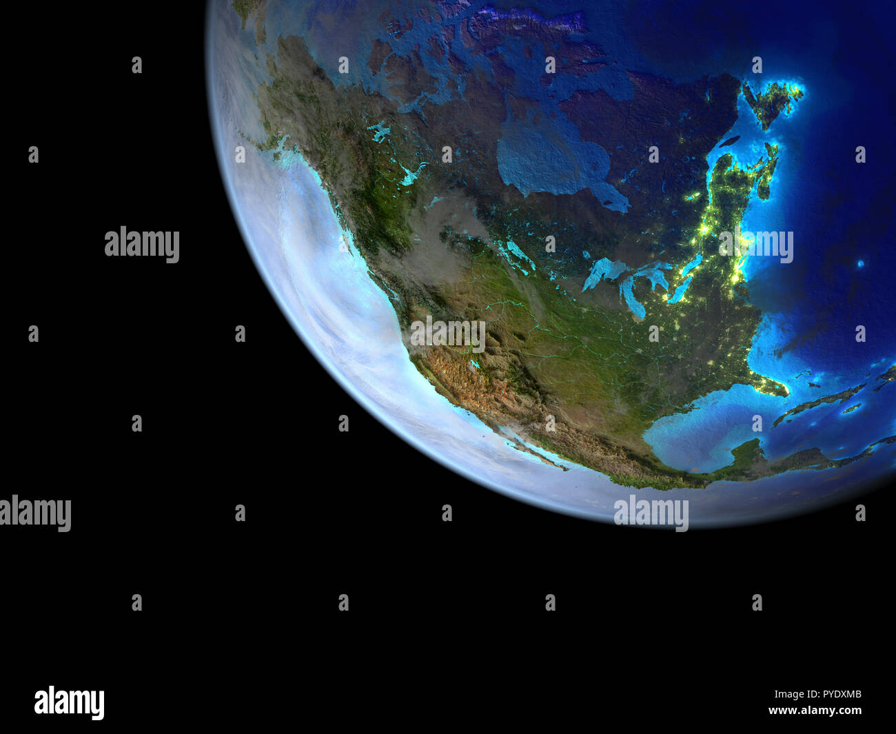 North America from space on a beautifully crafted 3D model of Earth ...