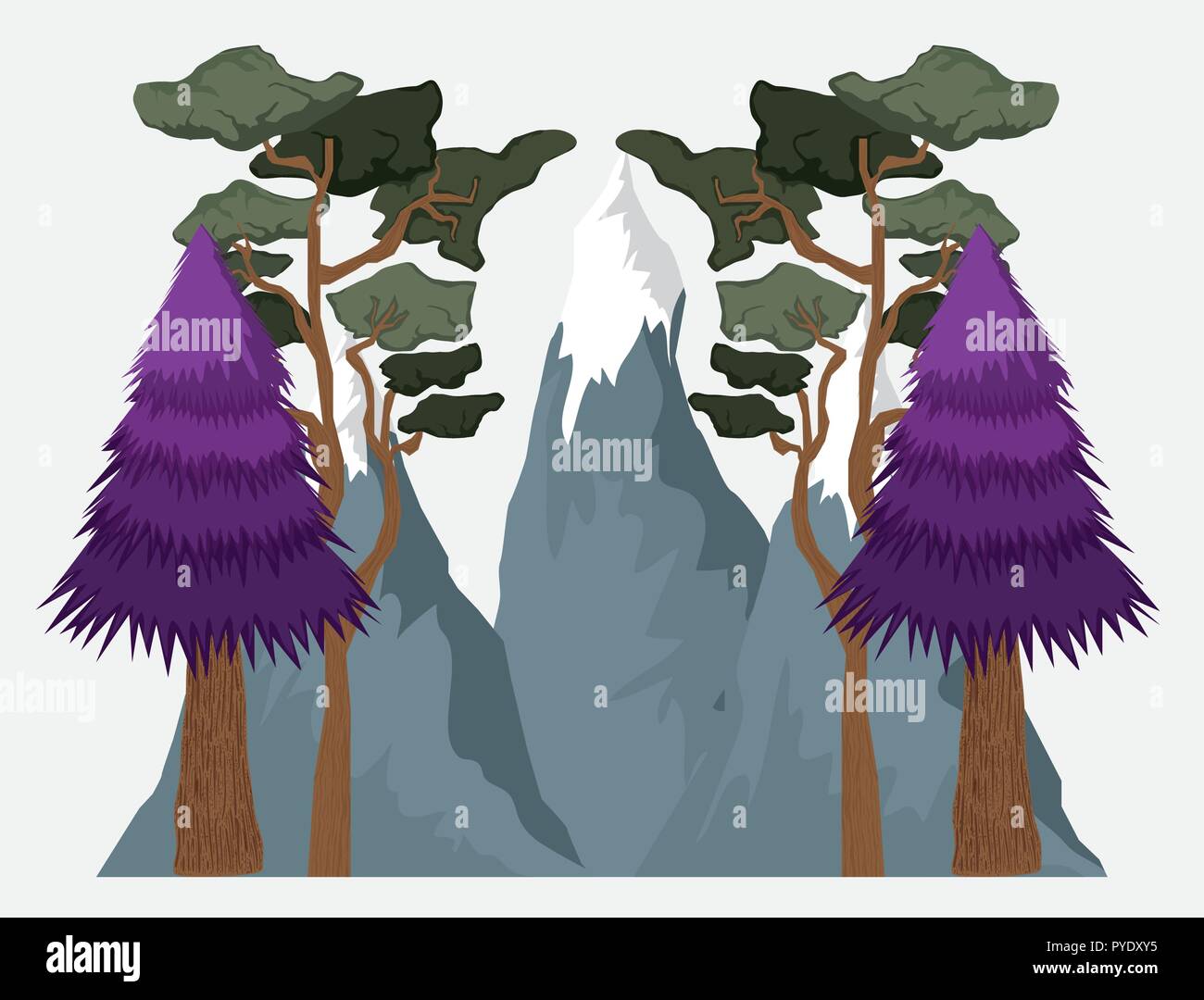 wanderlust landscape with trees and ice mountains Stock Vector Image ...
