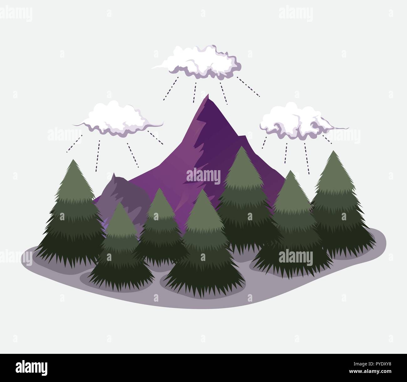 clouds with pine trees and mountains landscape Stock Vector Image & Art ...