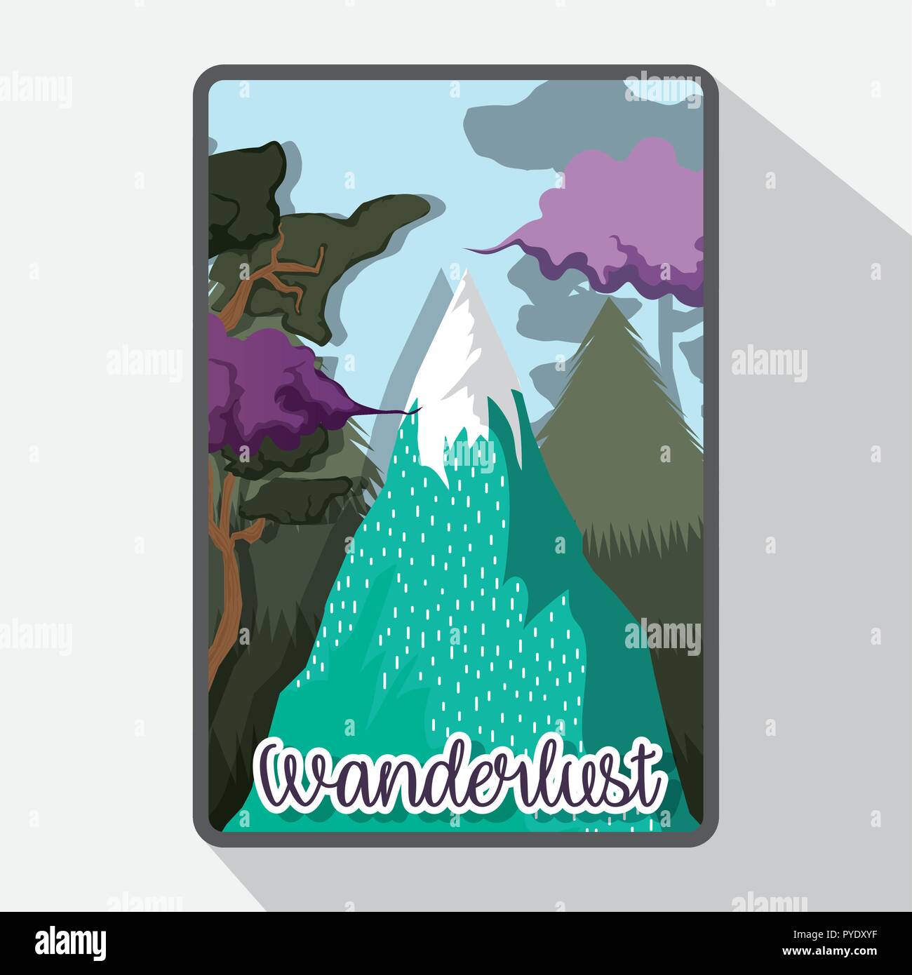 wanderlust ice mountains with trees landscape Stock Vector Image & Art ...