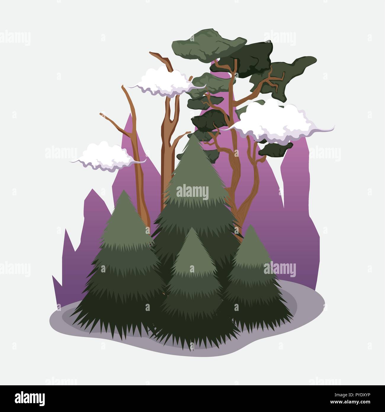 pine trees with clouds and mountains landscape Stock Vector Image & Art ...