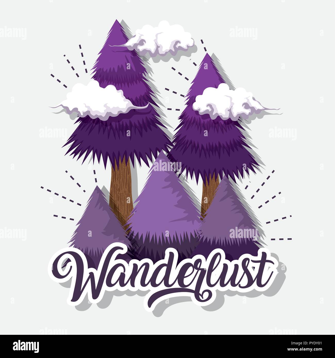 clouds with pine trees wanderlust landscape Stock Vector Image & Art ...