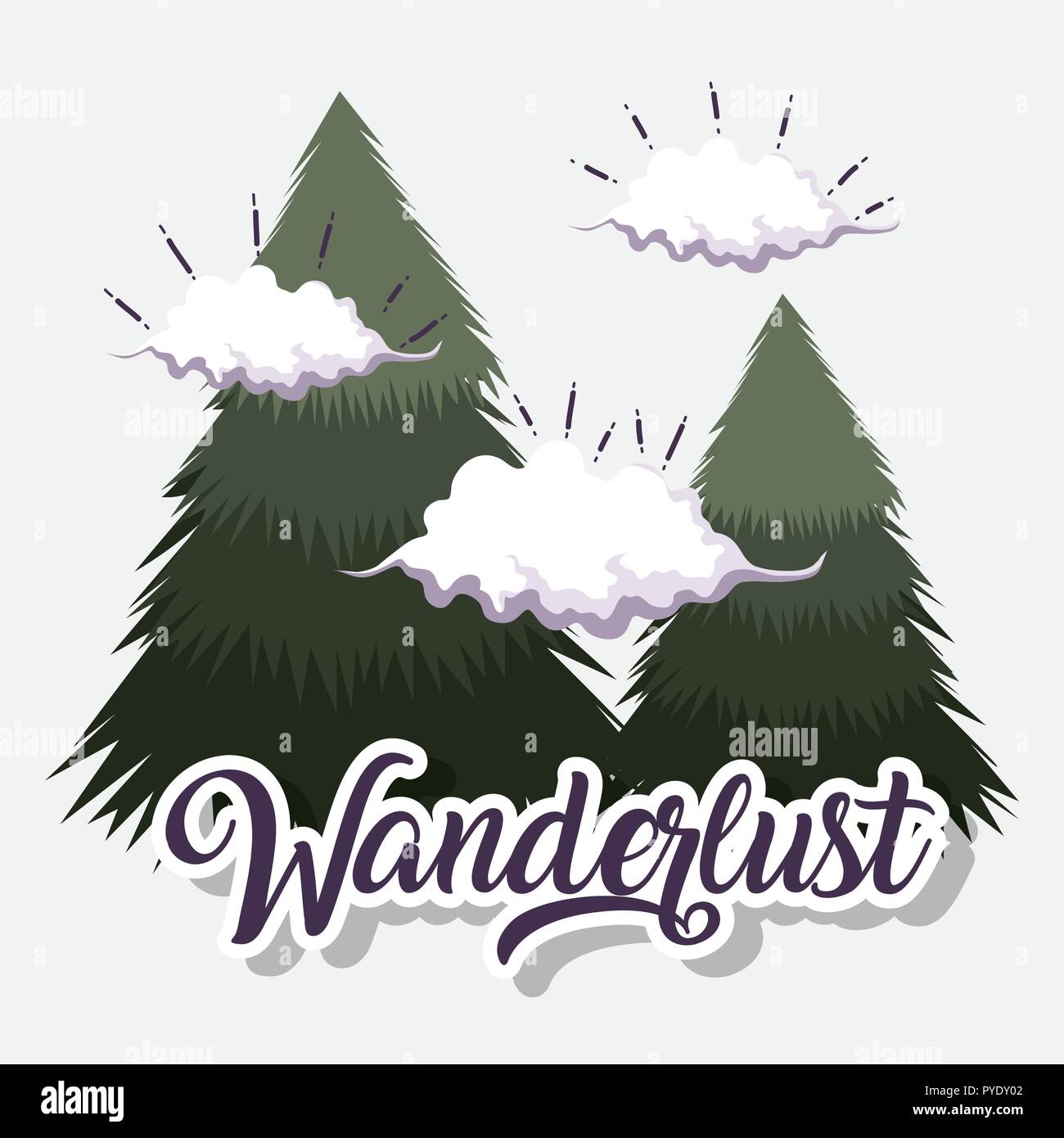 clouds wanderlust landscape with pine trees Stock Vector Image & Art ...