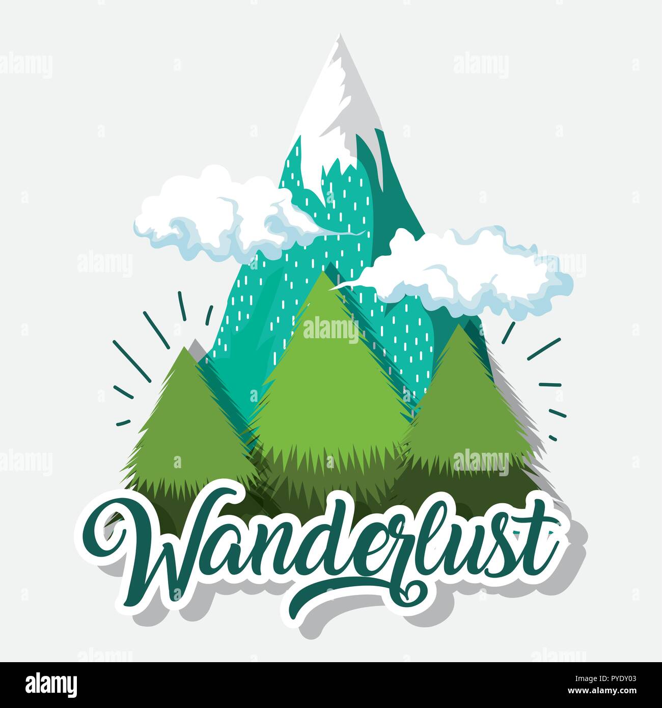clouds with pine trees and ice mountain landscape Stock Vector Image ...