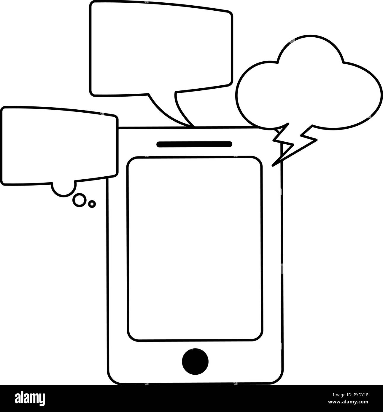 Smartphone with chat bubbles in black and white Stock Vector Image ...