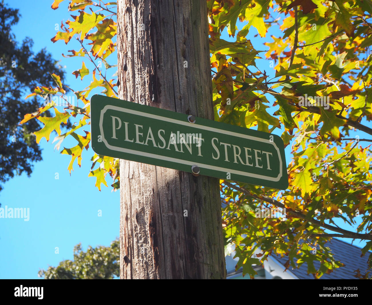 Pleasant Street sign, Oak Bluffs, Martha's Vineyard, USA Stock Photo