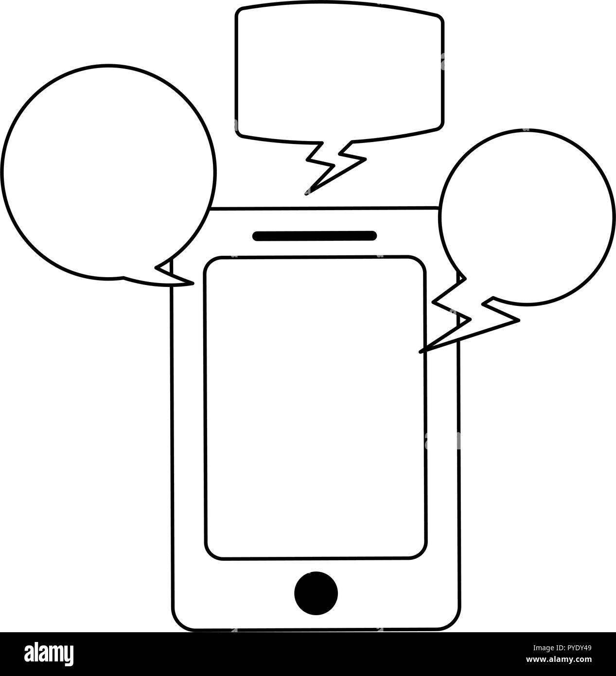 Smartphone with chat bubbles in black and white Stock Vector Image ...