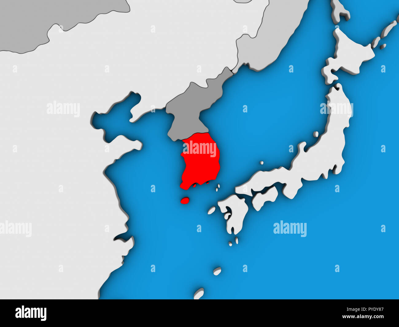 South Korea on blue political 3D globe. 3D illustration Stock Photo - Alamy