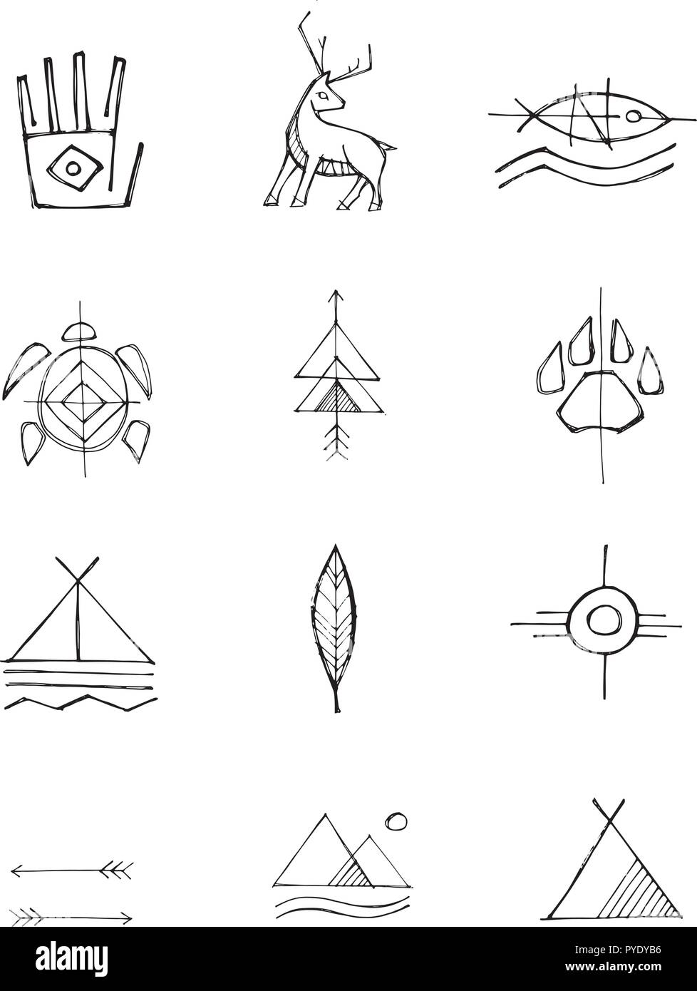 Nieuw Hand drawn vector illustration or drawing of some native american WV-85