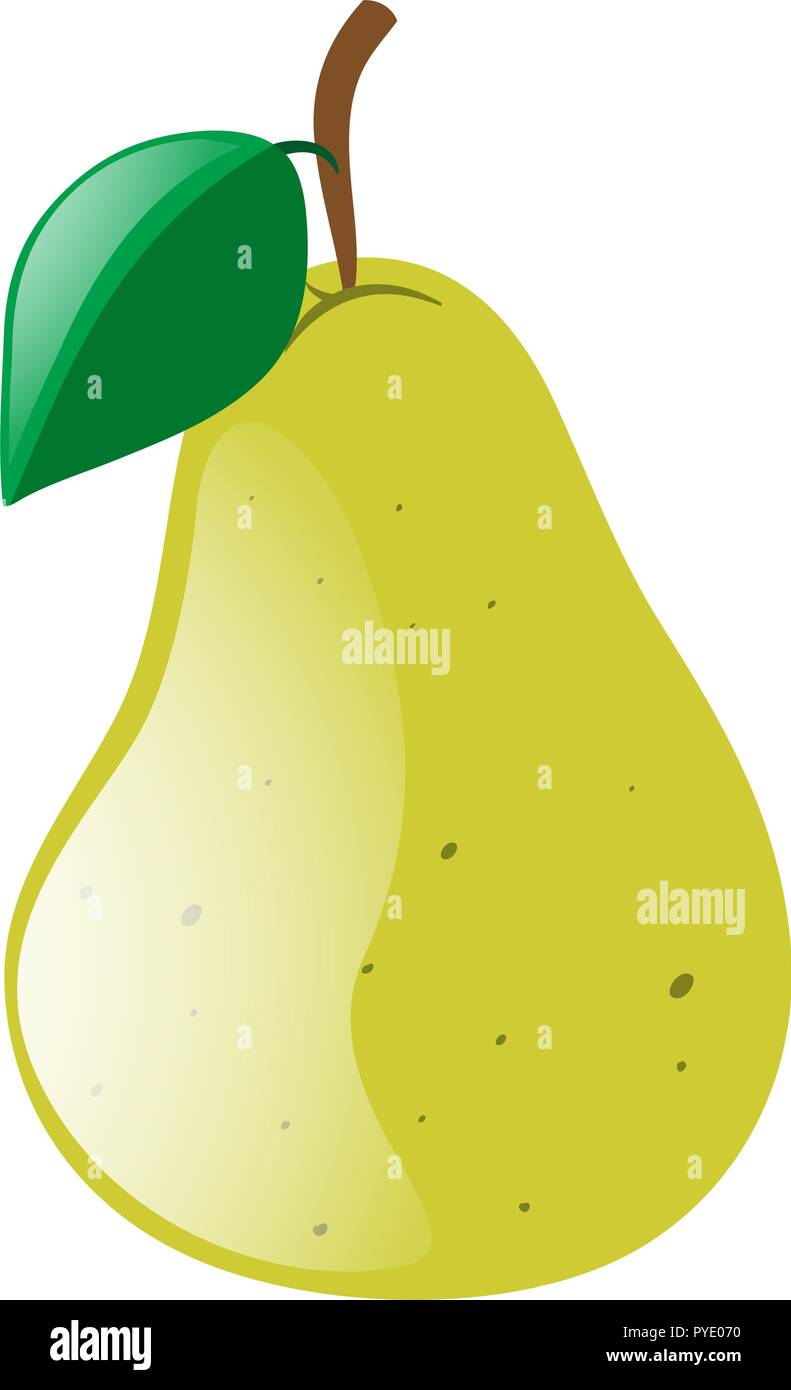Fresh pear with green leaf illustration Stock Vector Image & Art - Alamy