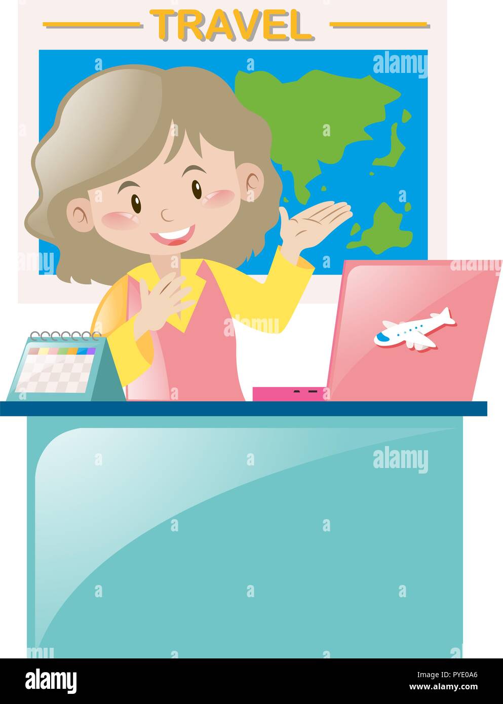 Travel Agency Working At Desk Illustration Stock Vector Art