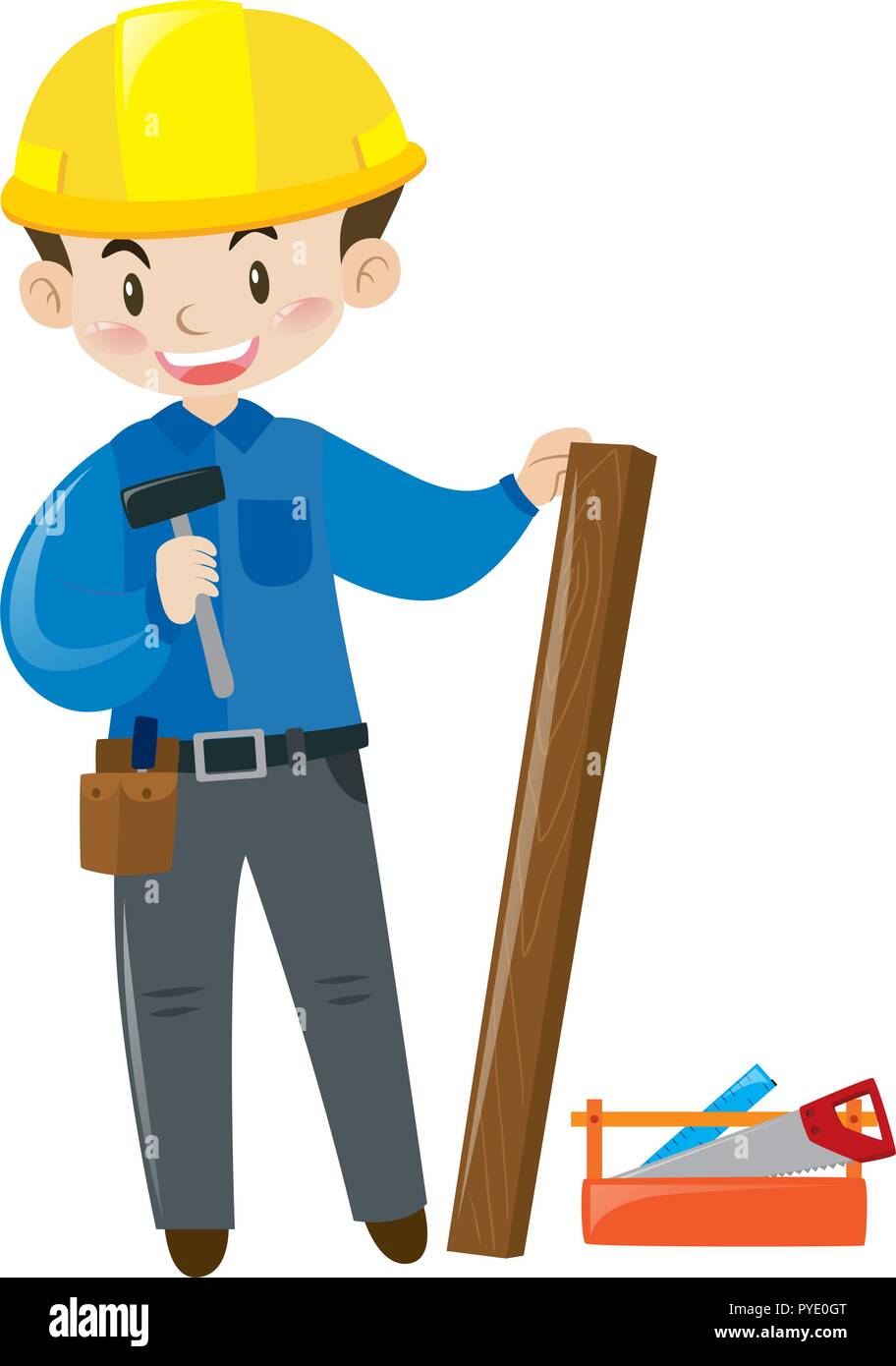 Construction worker with toolbox illustration Stock Vector Image & Art ...