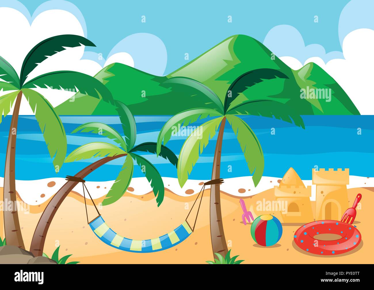 Scene with beach and ocean illustration Stock Vector Image & Art - Alamy