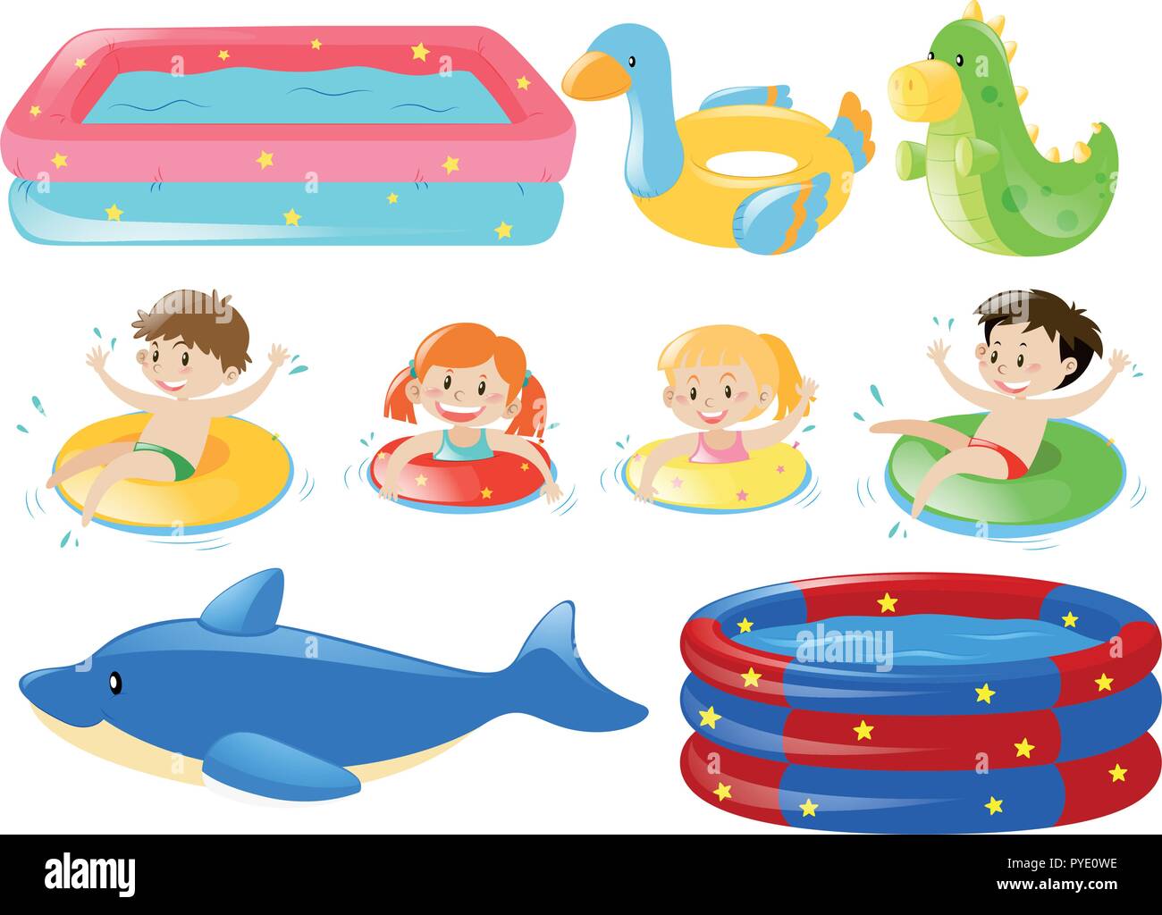 Group of child swimming pool Stock Vector Images - Alamy