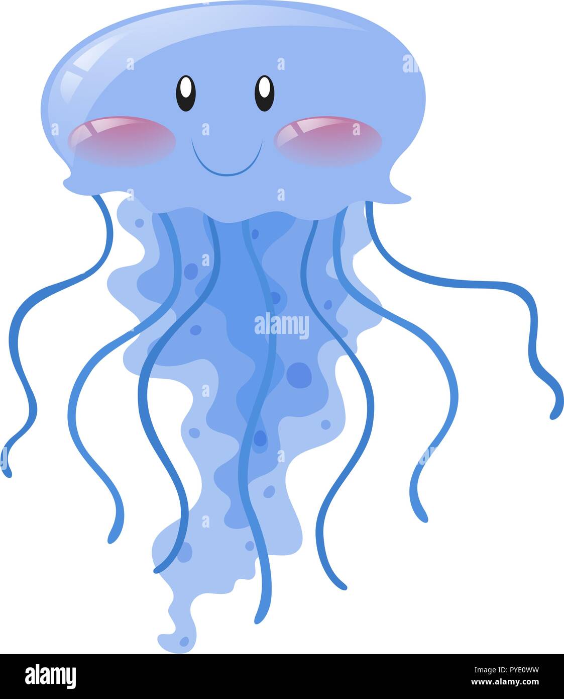 Blue jellyfish with happy face illustration Stock Vector Image & Art