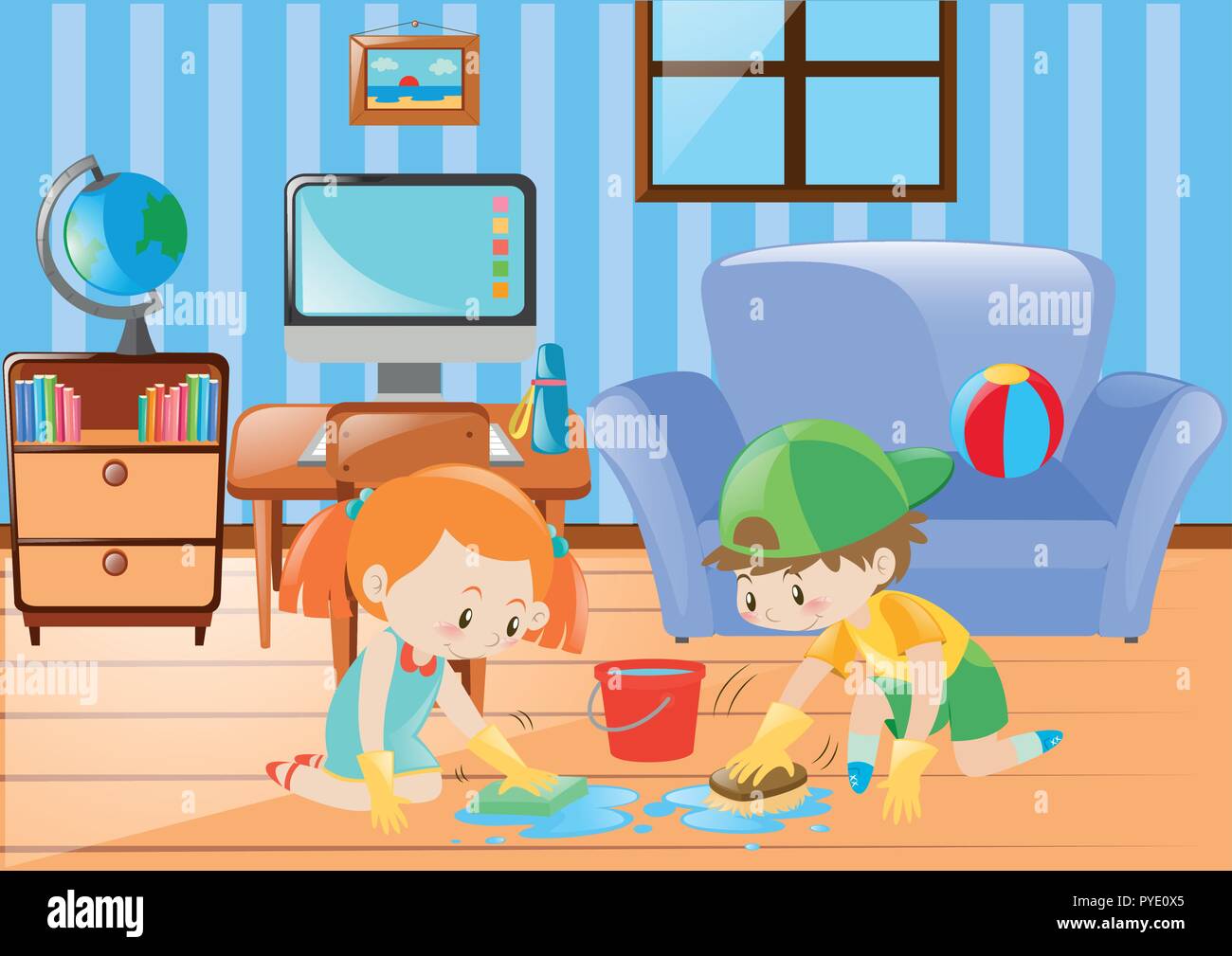 boy-and-girl-cleaning-the-floor-illustration-stock-vector-image-art