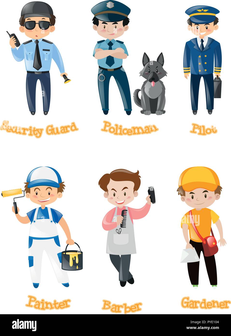 Men doing different kinds of jobs illustration Stock Vector Image & Art
