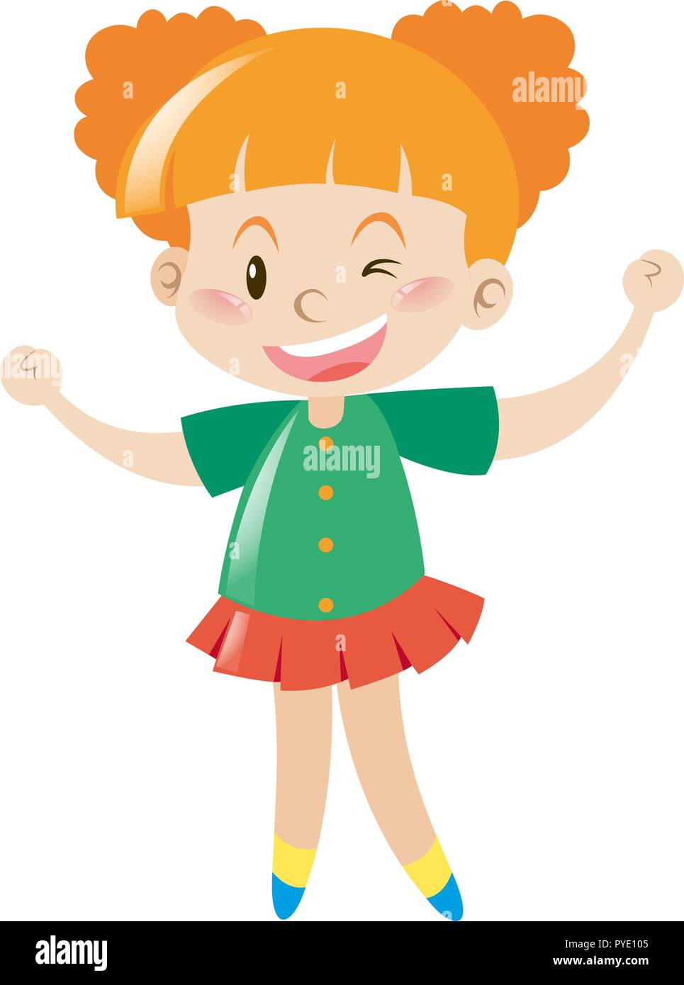 Little girl in green shirt smiling illustration Stock Vector Image & Art -  Alamy