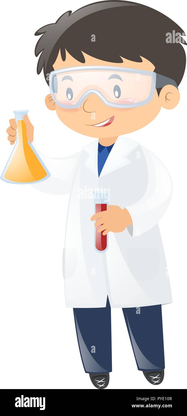 Scientist holding two beakers illustration Stock Vector Image & Art - Alamy